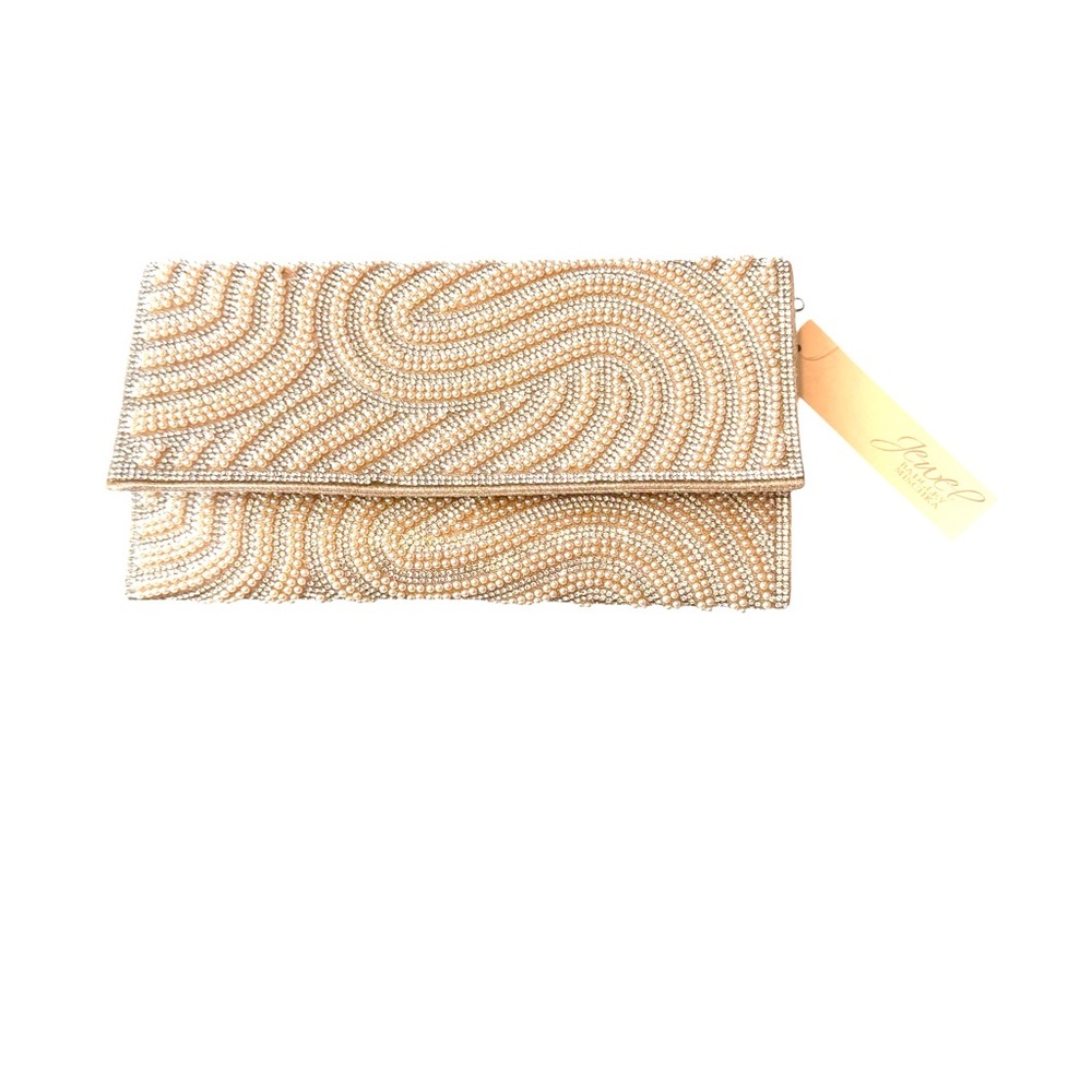 Badgley Mischa Jewel Elegant Gold Beaded Clutch, NWT